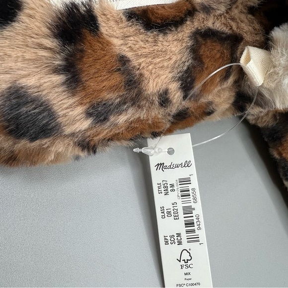 NWT/Box Madewell Two-Strap Leopard Spot Recycled Faux Fur Slippers - Size 8 - Picture 4 of 7